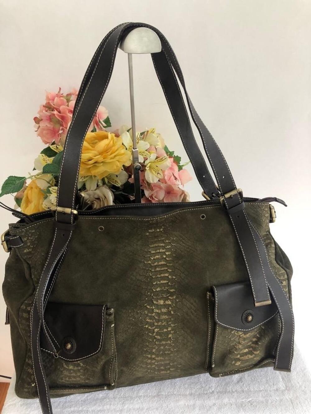 CALVALCANTI EMBOSSED LEATHER BAG TOTE (PU170